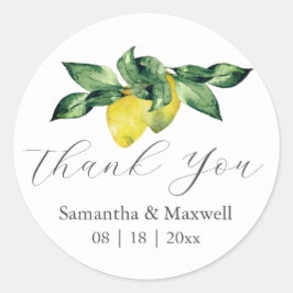 結婚式用シールサンキューウォーターカラーレモン ラウンドシール