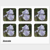 結婚式用シールブルーアイリスフラワーと雨粒 スクエアシール (シート)