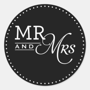 結婚式用シールミセスモダンタイポグラフィブラック ラウンドシール