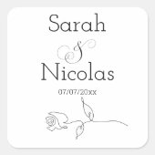 結婚式用シールミニマパーソナライズされたリスト スクエアシール (正面)