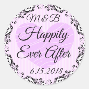 結婚式用シールモノグラムのの後ずっと幸せに ラウンドシール