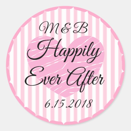 結婚式用シールモノグラムのの後ずっと幸せに ラウンドシール (正面)