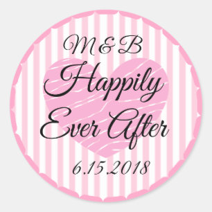 結婚式用シールモノグラムのの後ずっと幸せに ラウンドシール