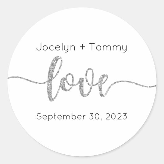 結婚式用シール,ウェディングラベル,スクリプト,愛 ラウンドシール (正面)