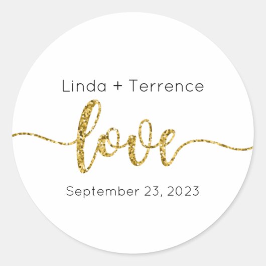 結婚式用シール，ウェディングラベル，スクリプト，愛 ラウンドシール (正面)