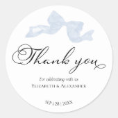 結婚式用シール | Blue Bowありがとう書道 ラウンドシール (正面)