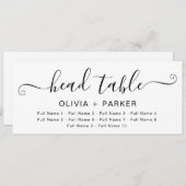 結婚式用テーブル席案内カード - 現代的なスクリプト 招待状 (正面/裏面)