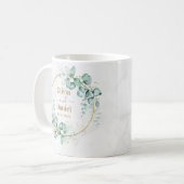 結婚式用ボタニカル ゴールド グリーナリー 名入れ コーヒーマグカップ (正面左)
