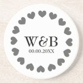 結婚式用 オーダーメイド ハート型 砂岩 コースター (正面)