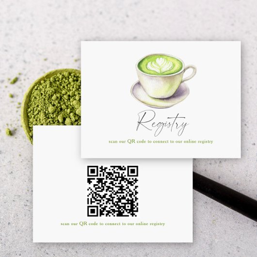 結婚式用 抹茶 ウェディングシャワー QRコード レジストリ エンクロージャーカード