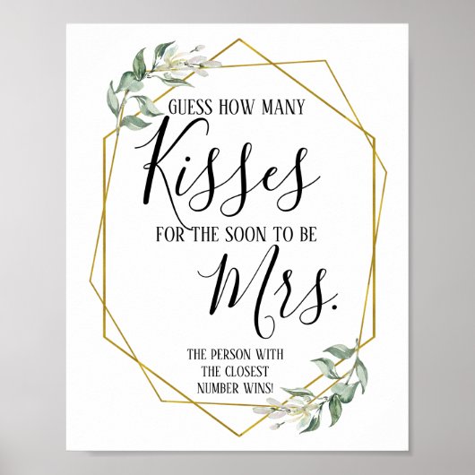結婚式目前のミセスへのキス予想数看板 ポスター (正面)
