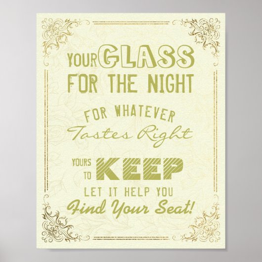 結婚式着席用ガラス 今夜の席はどこ? ポスター (正面)