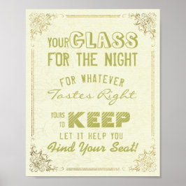 結婚式着席用ガラス 今夜の席はどこ? ポスター