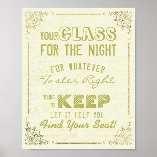 結婚式着席用ガラス 今夜の席はどこ？ ポスター (正面)