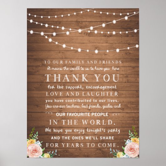 結婚式素朴のフローラサンキューカード ポスター (正面)