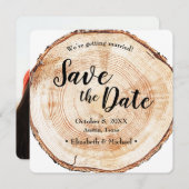 結婚式素朴日付を保存する写真木目インビ 招待状 (正面/裏面)