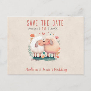 結婚式羊のSave the Dateポストカード 案内ポストカード