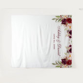 結婚式背景写真撮影小道具 バーガンディ フラワープリント タペストリー (正面(横))