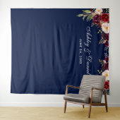 結婚式背景 フォトブース プロップ バーガンディー ブルー タペストリー (インサイチュ(横))