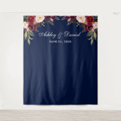 結婚式背景 フォトブース プロップ バーガンディー ブルー タペストリー (正面)