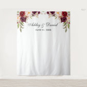 結婚式背景 ワインレッド 花 フォトブース プロップ タペストリー (正面)