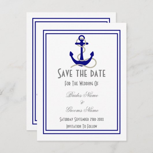 結婚式航海のは日付を保存する 案内ポストカード (正面/裏面)