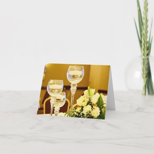 結婚式花とろうそく – 内空白の部 サンキューカード (正面)