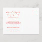 結婚式計画の更新:コーラルオレンジの結婚式中止のお知らせ 案内ポストカード (裏面)