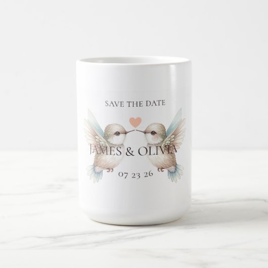 結婚式記念日テーマを保存 コーヒーマグカップ (中央)