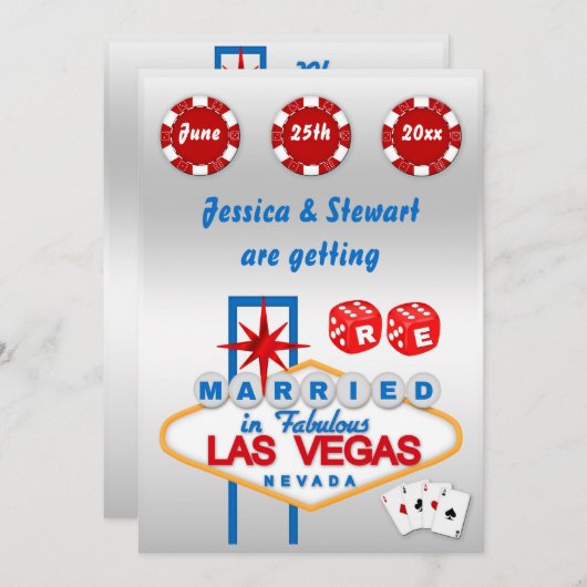 結婚式誓約のラスベガスの更新 招待状 (正面/裏面)