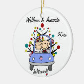 結婚式車の第1クリスマスのパーソナライズなオーナメント セラミックオーナメント (左)
