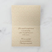 結婚式音楽は白および金ゴールドのピアノとの感謝していしています サンキューカード (内部)