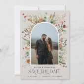 結婚式1写真アーチ水彩植物花 セーブザデート (正面)