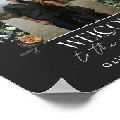 結婚式1写真 アーチ 水彩 ボタニカル ブラック ポスター (角)