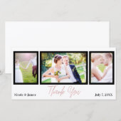 結婚式3写真ピンクのバラゴールド感謝 サンキューカード (正面/裏面)