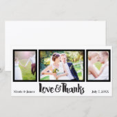 結婚式3写真ラブ＆サンクススクリプトありがとうございます サンキューカード (正面/裏面)