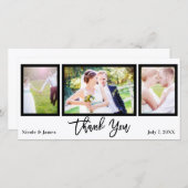 結婚式3写真黒白ありがとう サンキューカード (正面/裏面)