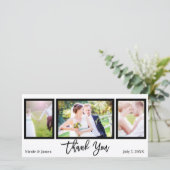 結婚式3写真黒白ありがとう サンキューカード (スタンド正面)