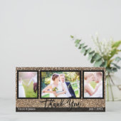 結婚式3枚 写真 ブロンズ グリッター 感謝 (スタンド正面)