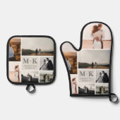 結婚式6枚写真コラージュ 新婚夫婦の記念品 鍋つかみ&鍋敷きセット (正面)