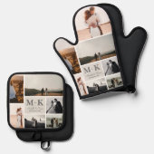 結婚式6枚写真コラージュ 新婚夫婦の記念品 鍋つかみ&鍋敷きセット (正面/裏面)