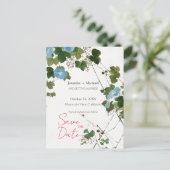 結婚式 ウェディング ミニマル カリグラフィー フローラル 案内ポストカード (スタンド正面)