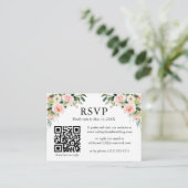結婚式 ウェディング 水彩 ピンク 白 花 QR RSVP エンクロージャーカード (スタンド正面)