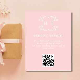 結婚式 ウェブサイト ピンク ブラッシュ モノグラム 封入カード エンクロージャーカード