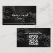 結婚式 ウェブサイト 挿入カード | エレガントなブラック フローラル エンクロージャーカード (正面/裏面)