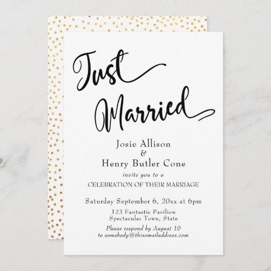 結婚式 ウェルカムパーティー ゴールド コンフェッティ 招待状 (正面/裏面)