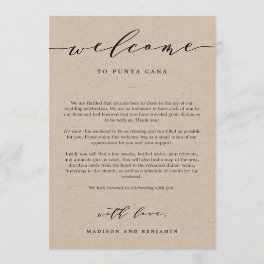 結婚式 ウェルカムレター & 行程表 ウェルカムバッグ プログラム (正面)