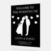 結婚式 ウェルカム アクリルサイン 黒 白 (傾斜)