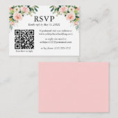結婚式 ウォーターカラー ピンク 白 花 QR RSVP エンクロージャーカード (正面/裏面)