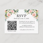 結婚式 ウォーターカラー ピンク 白 花 QR RSVP エンクロージャーカード (正面)
